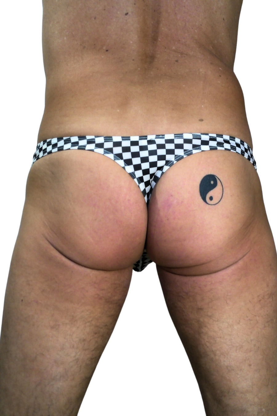 BfM Mens Checker Print Bulge Pouch Thong Underwear
