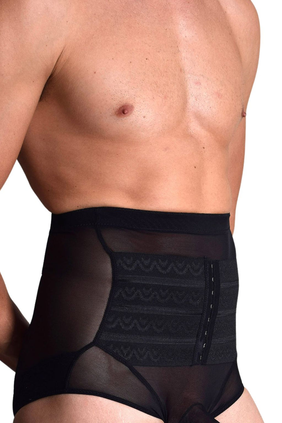 Maoww Men Underwear Waist Trainer Corset Underpants Body Shapewear Black L