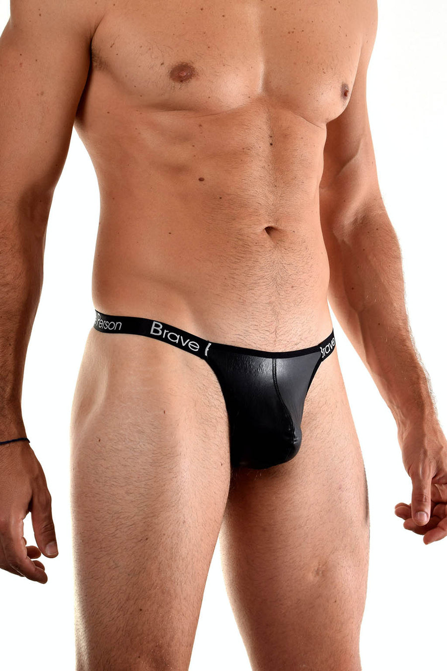 Brave Person Mens Faux Leather G-String Underwear