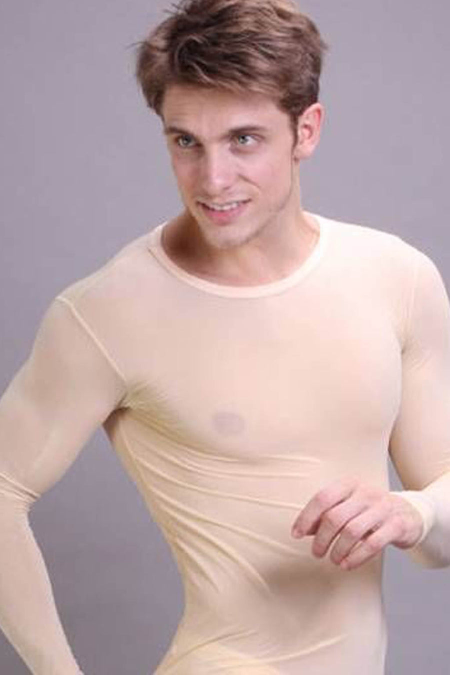 Manview Mens Sheer Long Sleeve Top Thermal Underwear