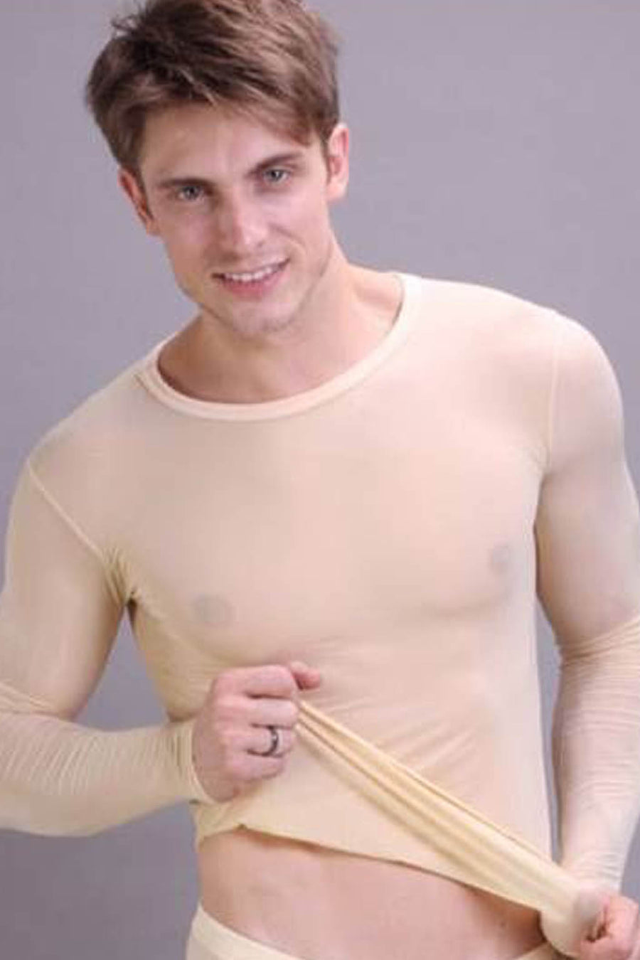 Manview Mens Sheer Long Sleeve Top Thermal Underwear